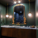 High end bathroom dark brown cabinets