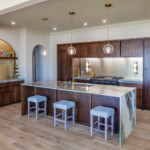 Modern Kitchen with dark brown cabinets