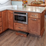 custom cabinets with hidden stool