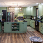 Hand Crafted Kitchen with green painted cabinets